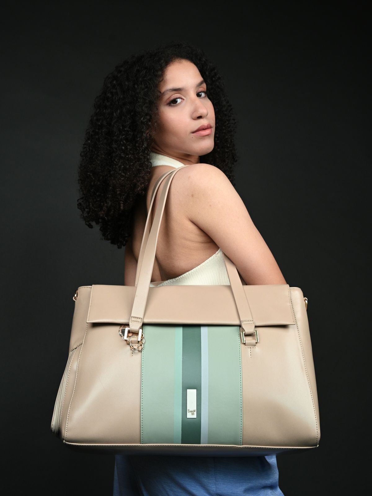 Carmel Beige Large Laptop Tote Bags