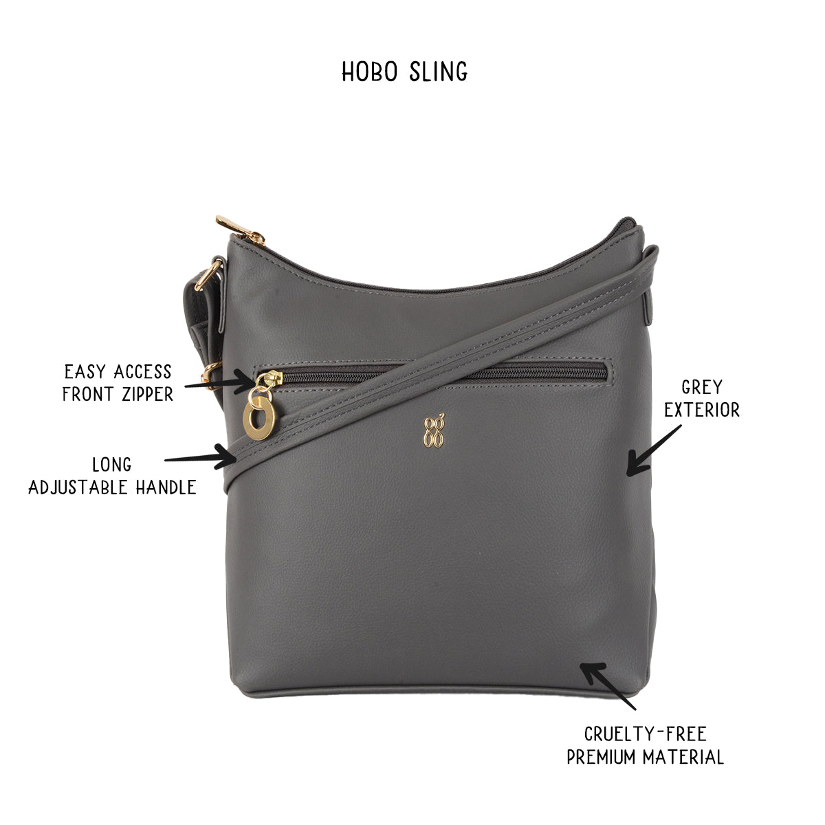 Basal 3T5 Grey Medium Hobo Bags