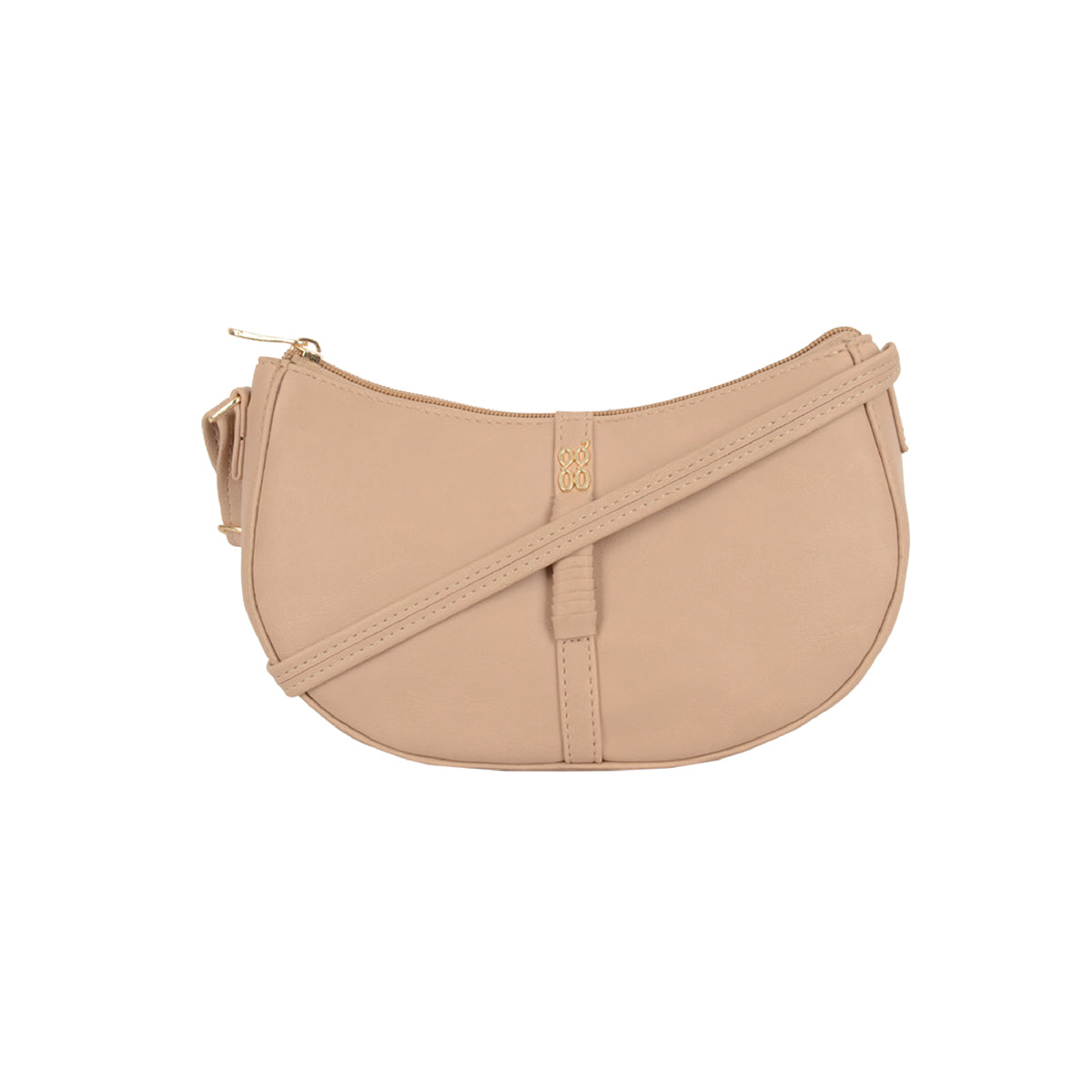 Mallu Beige Small Saddle Sling Bag