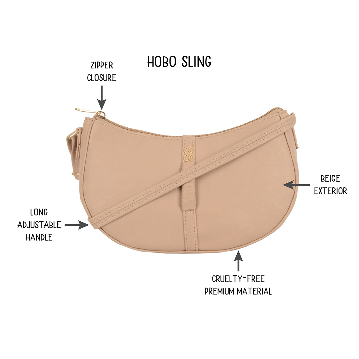 Mallu Beige Small Saddle Sling Bag