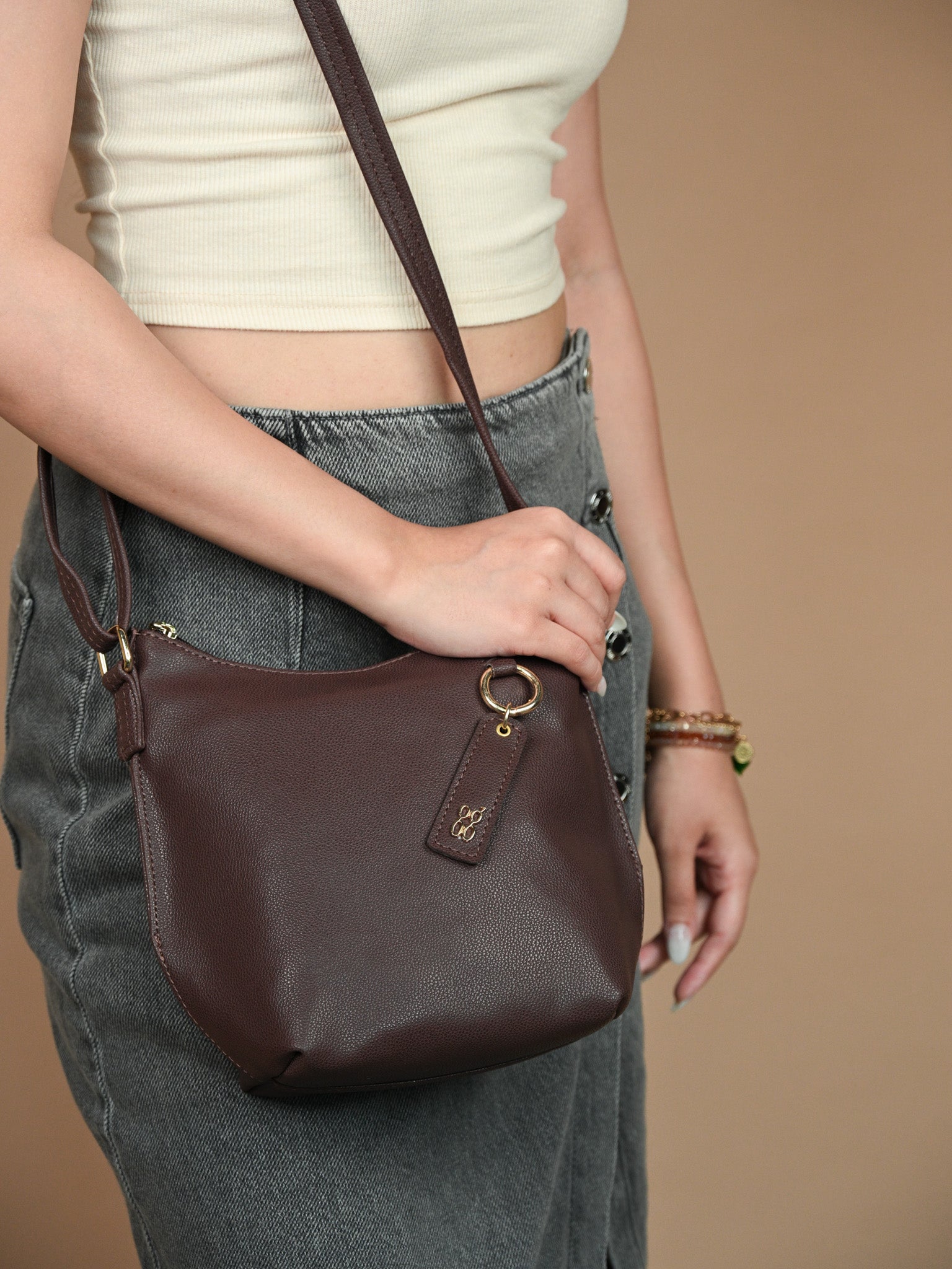 Menox 3T5 Brown Small Hobo Bags