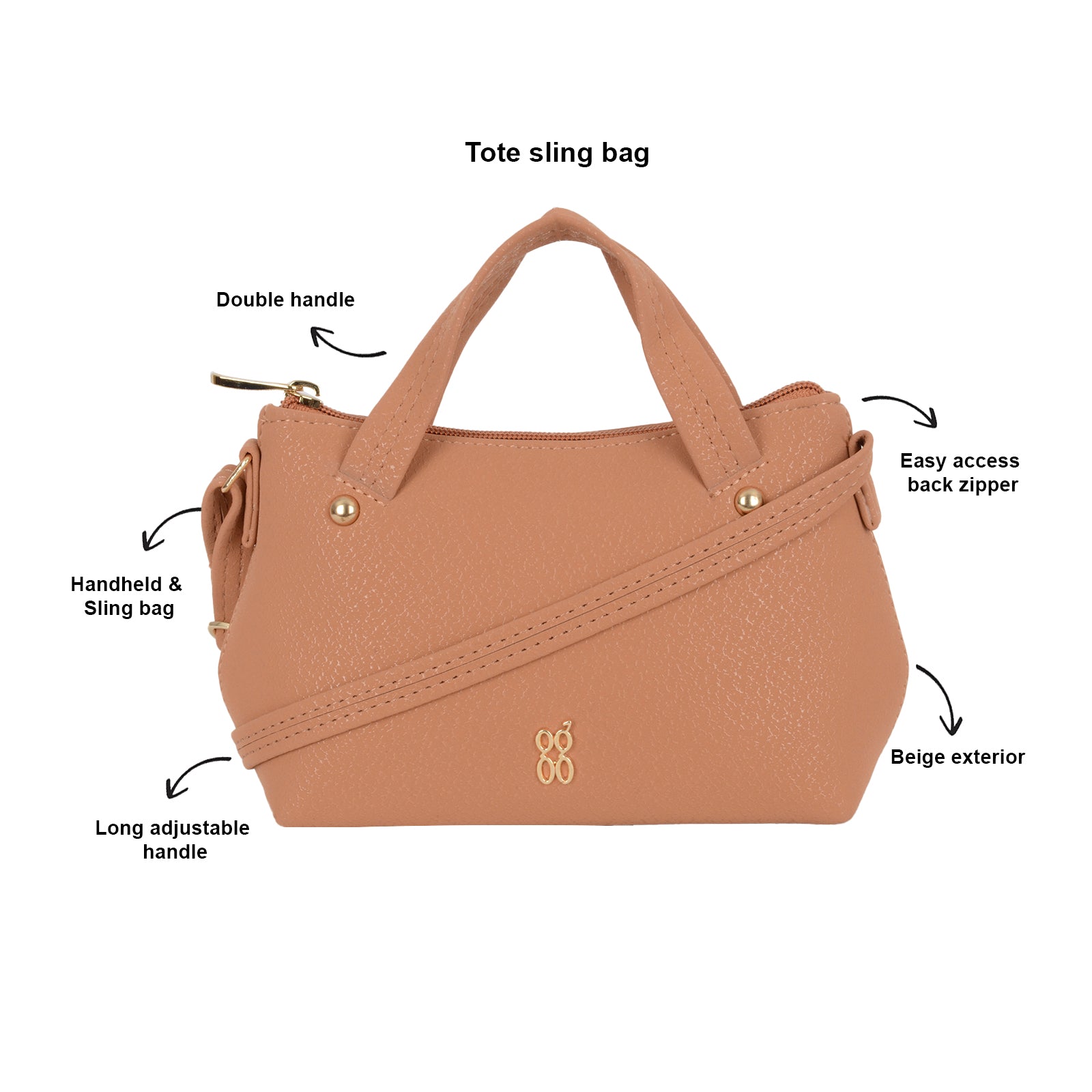 Shino Beige Small Tote Sling Bag