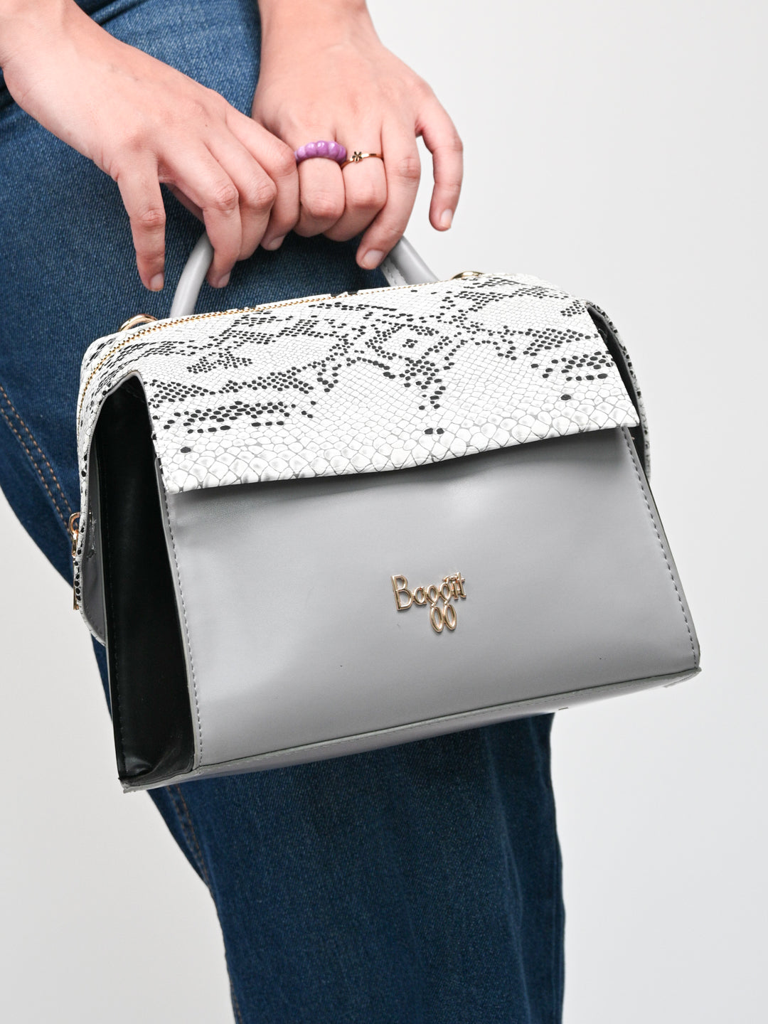 Buy Python Grey Small Tote Bag