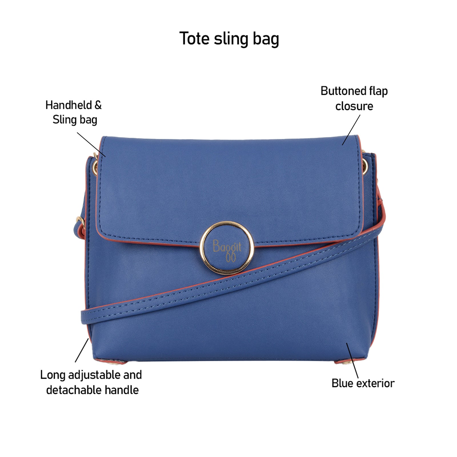 Shiomis Blue Small Tote Sling Bag