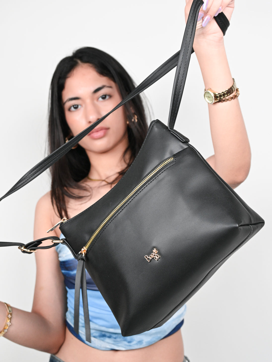 Tilling Black Medium Hobo Bags