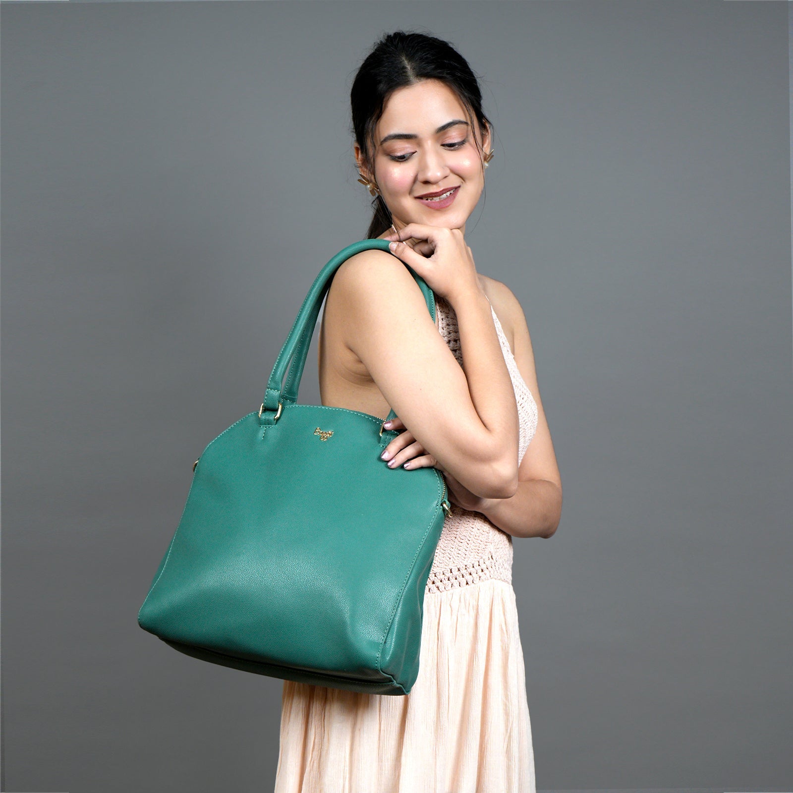 Leona Green Large Shoulder Bag