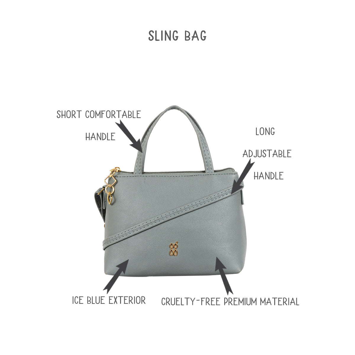 Alyssa Blue XL Satchel Sling Bags