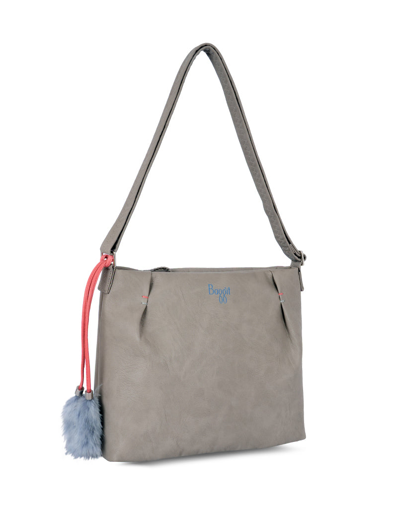 Bucksy Beige Medium Hobo Bag