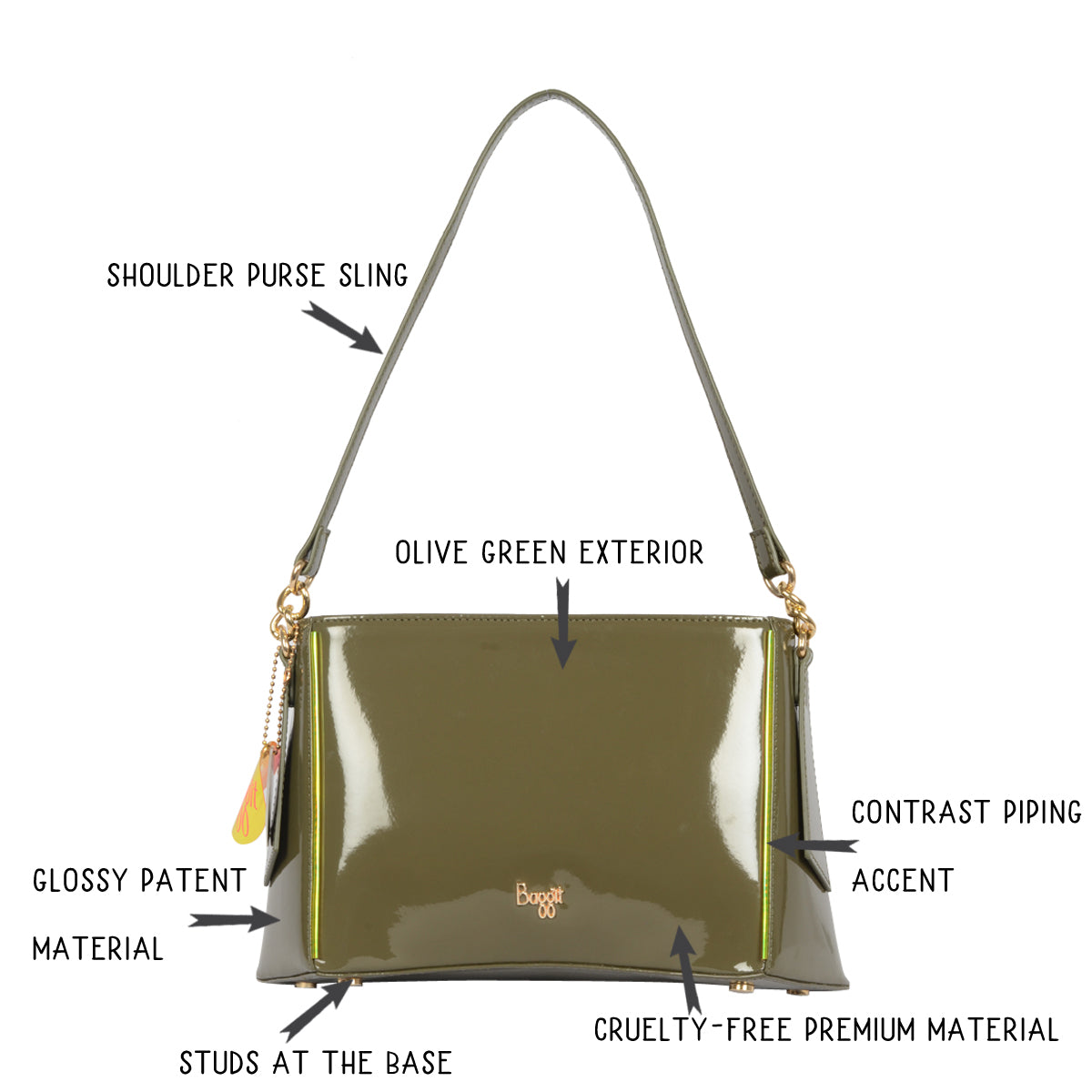 Kluxer Green Small Baguette Handbag